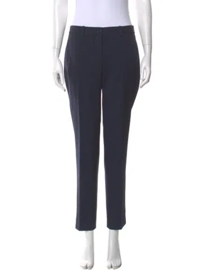 Pre-owned Michael Kors Virgin Wool Straight Leg Pants In Blue