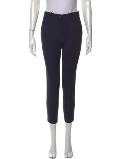 Pre-owned Michael Kors Virgin Wool Straight Leg Pants In Blue
