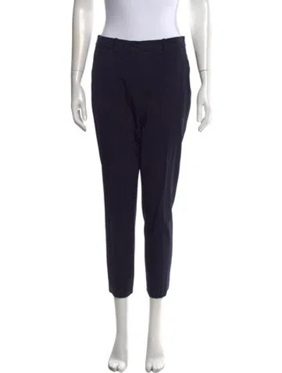 Pre-owned Michael Kors Virgin Wool Straight Leg Pants In Blue