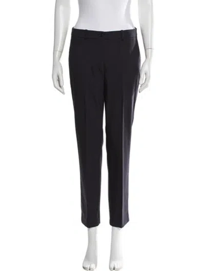 Pre-owned Michael Kors Virgin Wool Straight Leg Pants In Blue