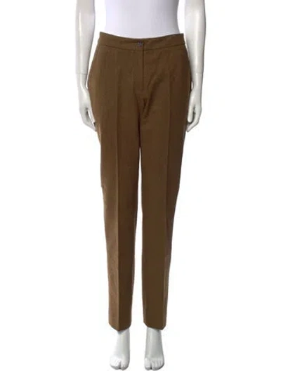 Pre-owned Michael Kors Virgin Wool Straight Leg Pants In Brown