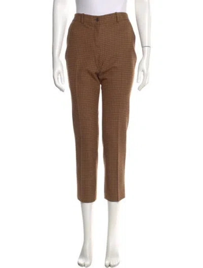 Pre-owned Michael Kors Virgin Wool Straight Leg Pants In Brown