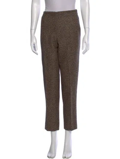 Pre-owned Michael Kors Virgin Wool Straight Leg Pants In Brown