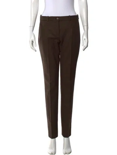 Pre-owned Michael Kors Virgin Wool Straight Leg Pants In Brown