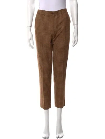 Pre-owned Michael Kors Virgin Wool Straight Leg Pants In Brown