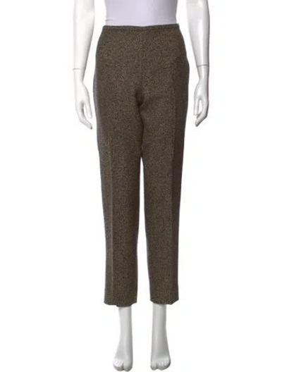 Pre-owned Michael Kors Virgin Wool Straight Leg Pants In Brown