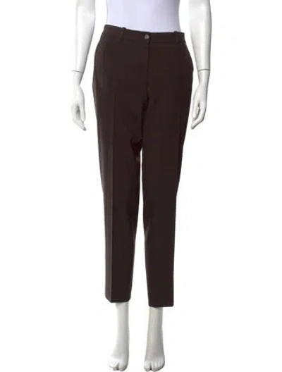 Pre-owned Michael Kors Virgin Wool Straight Leg Pants In Brown