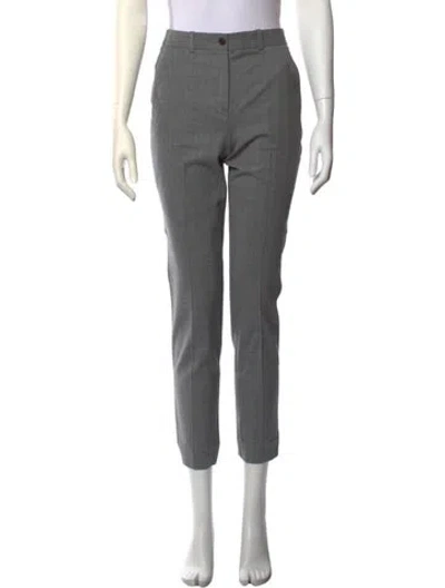 Pre-owned Michael Kors Virgin Wool Straight Leg Pants In Gray