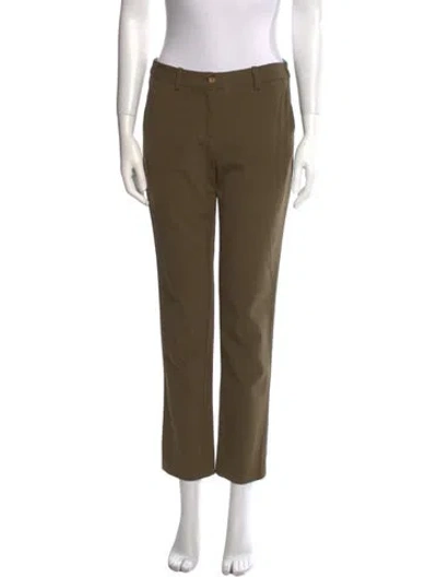 Pre-owned Michael Kors Virgin Wool Straight Leg Pants In Green