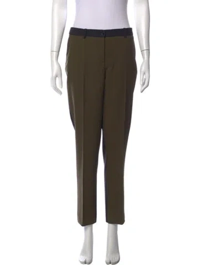 Pre-owned Michael Kors Virgin Wool Straight Leg Pants In Green