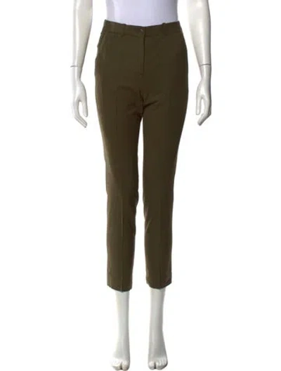 Pre-owned Michael Kors Virgin Wool Straight Leg Pants In Green