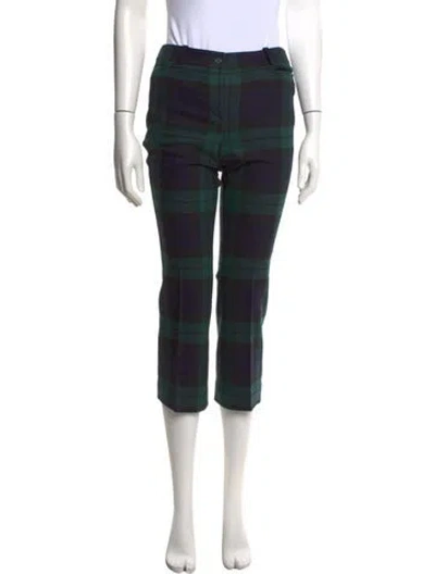Pre-owned Michael Kors Virgin Wool Straight Leg Pants In Green