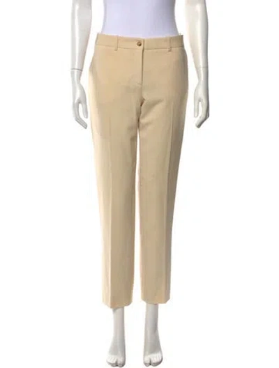 Pre-owned Michael Kors Virgin Wool Straight Leg Pants In Neutrals