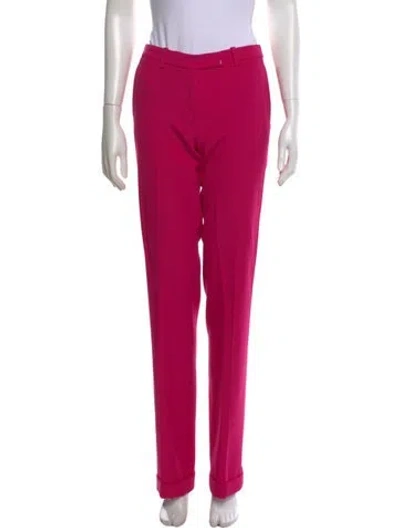 Pre-owned Michael Kors Virgin Wool Straight Leg Pants In Pink