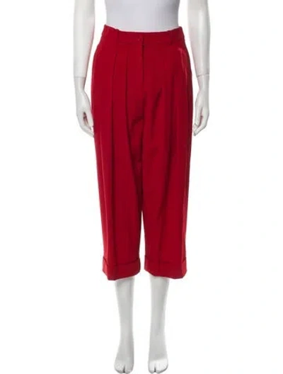 Pre-owned Michael Kors Virgin Wool Straight Leg Pants In Red