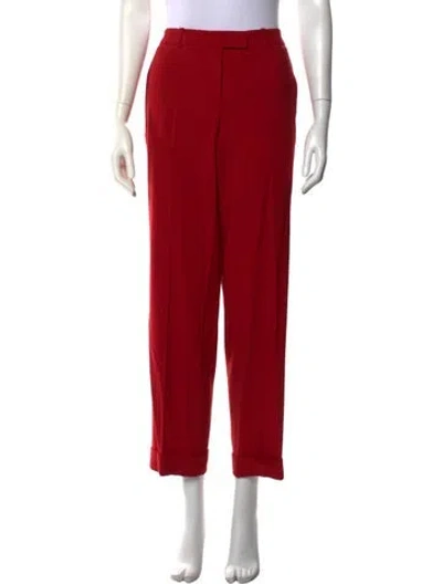 Pre-owned Michael Kors Virgin Wool Straight Leg Pants In Red