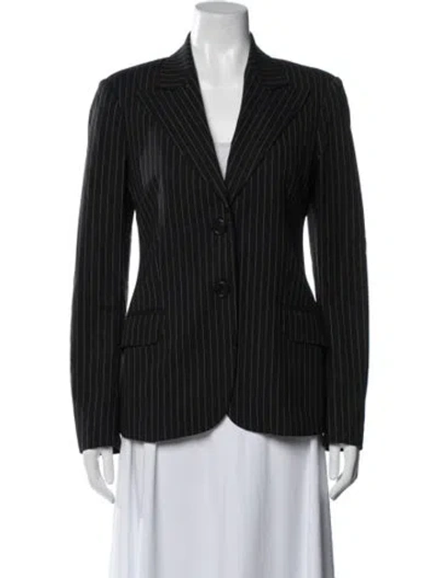 Pre-owned Michael Kors Virgin Wool Striped Blazer In Black