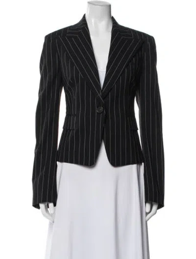 Pre-owned Michael Kors Virgin Wool Striped Blazer In Black