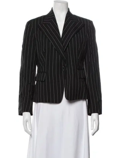 Pre-owned Michael Kors Virgin Wool Striped Blazer In Black