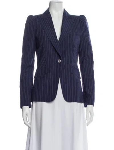 Pre-owned Michael Kors Virgin Wool Striped Blazer In Blue