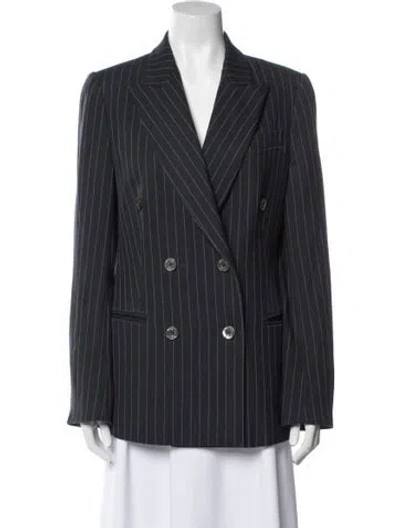 Pre-owned Michael Kors Virgin Wool Striped Blazer In Blue