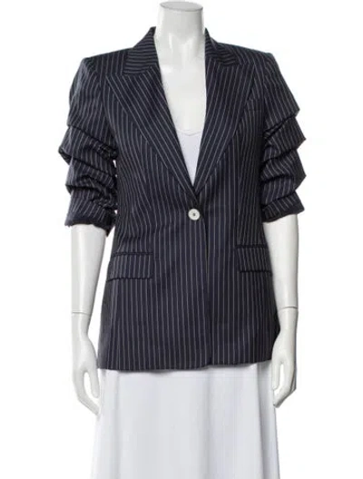 Pre-owned Michael Kors Virgin Wool Striped Blazer In Blue