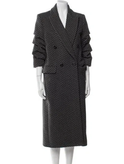 Pre-owned Michael Kors Virgin Wool Striped Coat In Gray