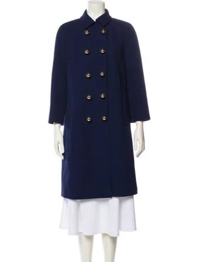 Pre-owned Michael Kors Virgin Wool Trench Coat In Blue
