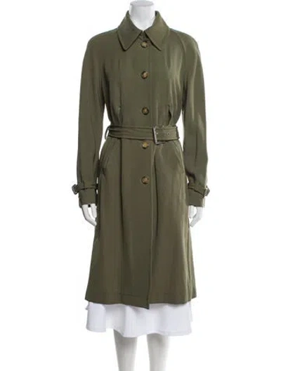 Pre-owned Michael Kors Virgin Wool Trench Coat In Green