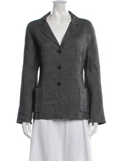 Pre-owned Michael Kors Virgin Wool Tweed Pattern Blazer In Black