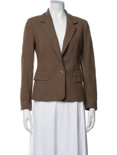 Pre-owned Michael Kors Virgin Wool Tweed Pattern Blazer In Brown