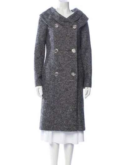 Pre-owned Michael Kors Virgin Wool Tweed Pattern Coat In Gray
