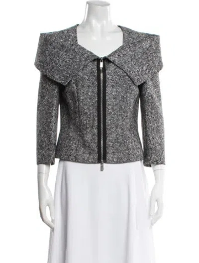 Pre-owned Michael Kors Virgin Wool Tweed Pattern Jacket In Black
