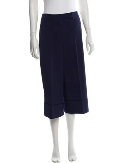 Pre-owned Michael Kors Virgin Wool Wide Leg Pants In Blue