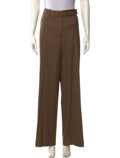 Pre-owned Michael Kors Virgin Wool Wide Leg Pants In Brown