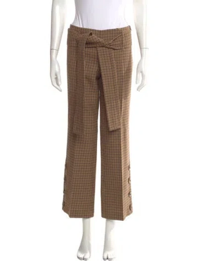 Pre-owned Michael Kors Virgin Wool Wide Leg Pants In Brown