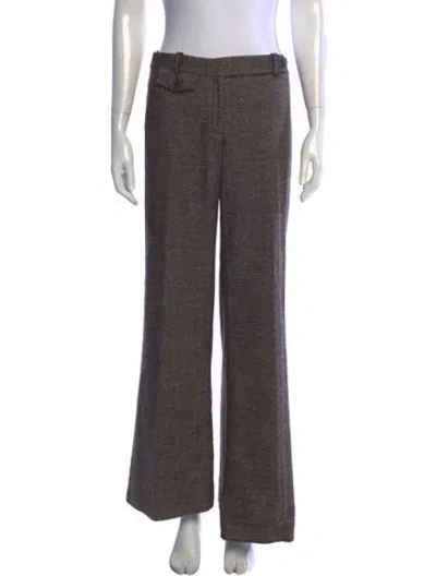 Pre-owned Michael Kors Virgin Wool Wide Leg Pants In Brown