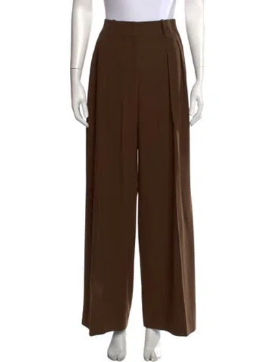 Pre-owned Michael Kors Virgin Wool Wide Leg Pants In Brown