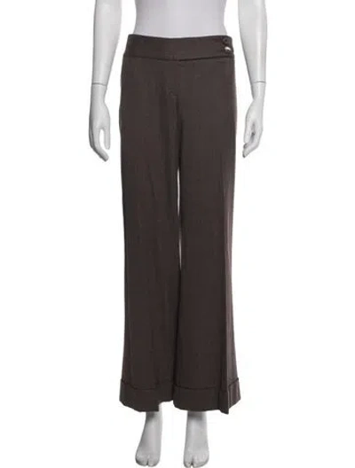 Pre-owned Michael Kors Virgin Wool Wide Leg Pants In Brown
