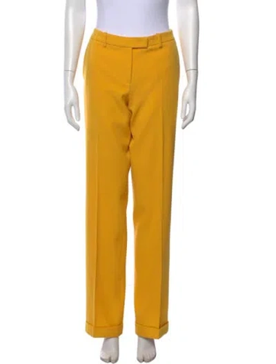 Pre-owned Michael Kors Virgin Wool Wide Leg Pants W/ Tags In Yellow