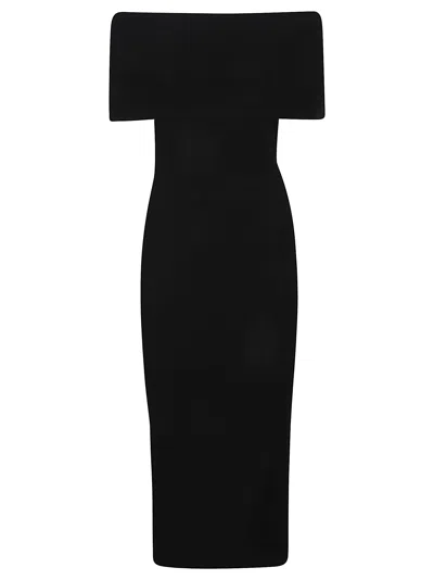 Michael Kors Viscos Fold Over Midi Dress In Black