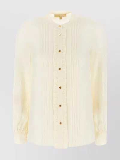 Michael Kors Viscose Blend Blouse Decorative Pleats In Neutrals