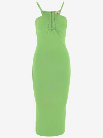 Michael Kors Viscose Blend Longuette Dress In Green Apple