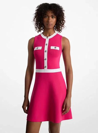 Michael Kors Viscose Blend Snap Dress In Pink