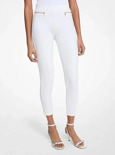 Michael Kors Viscose Blend Zip Pants In White