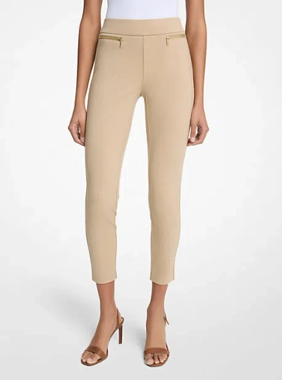 Michael Kors Viscose Blend Zip Pants In Brown
