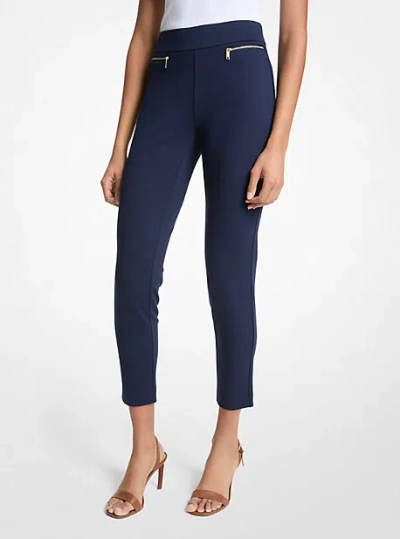 Michael Kors Viscose Blend Zip Pants In Blue
