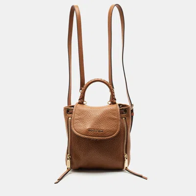 Pre-owned Michael Kors Viv Extra Small Brown Leather Backpack