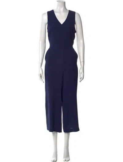 Pre-owned Michael Kors V-neck Jumpsuit In Blue