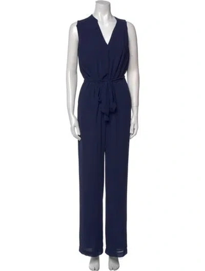 Pre-owned Michael Kors V-neck Jumpsuit In Blue